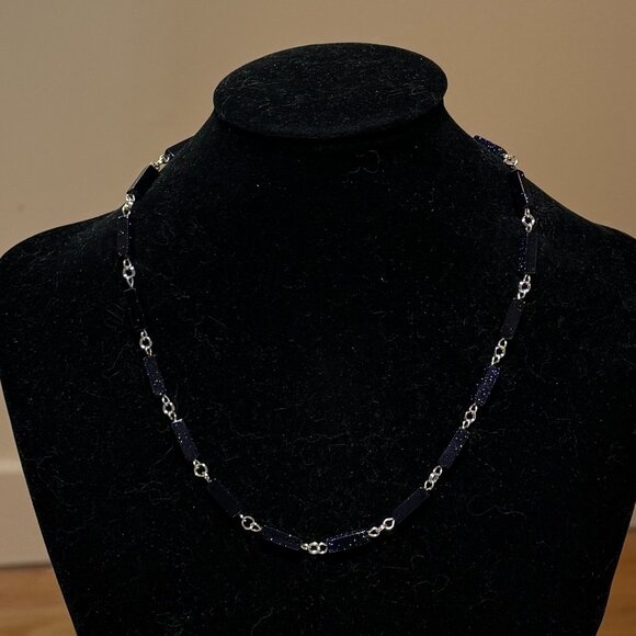 Dark Blue Goldstone Short Adjustable  Necklace - Picture 2 of 11